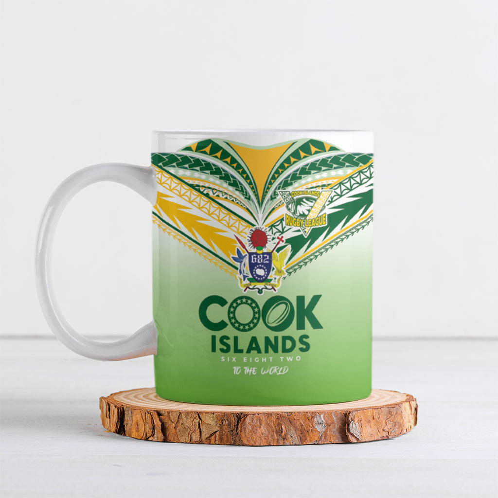 Cook Islands Rugby Ceramic Mug Six Eight Two to The World - Tatau Tribal Motif LT03 Multicolor - Polynesian Pride