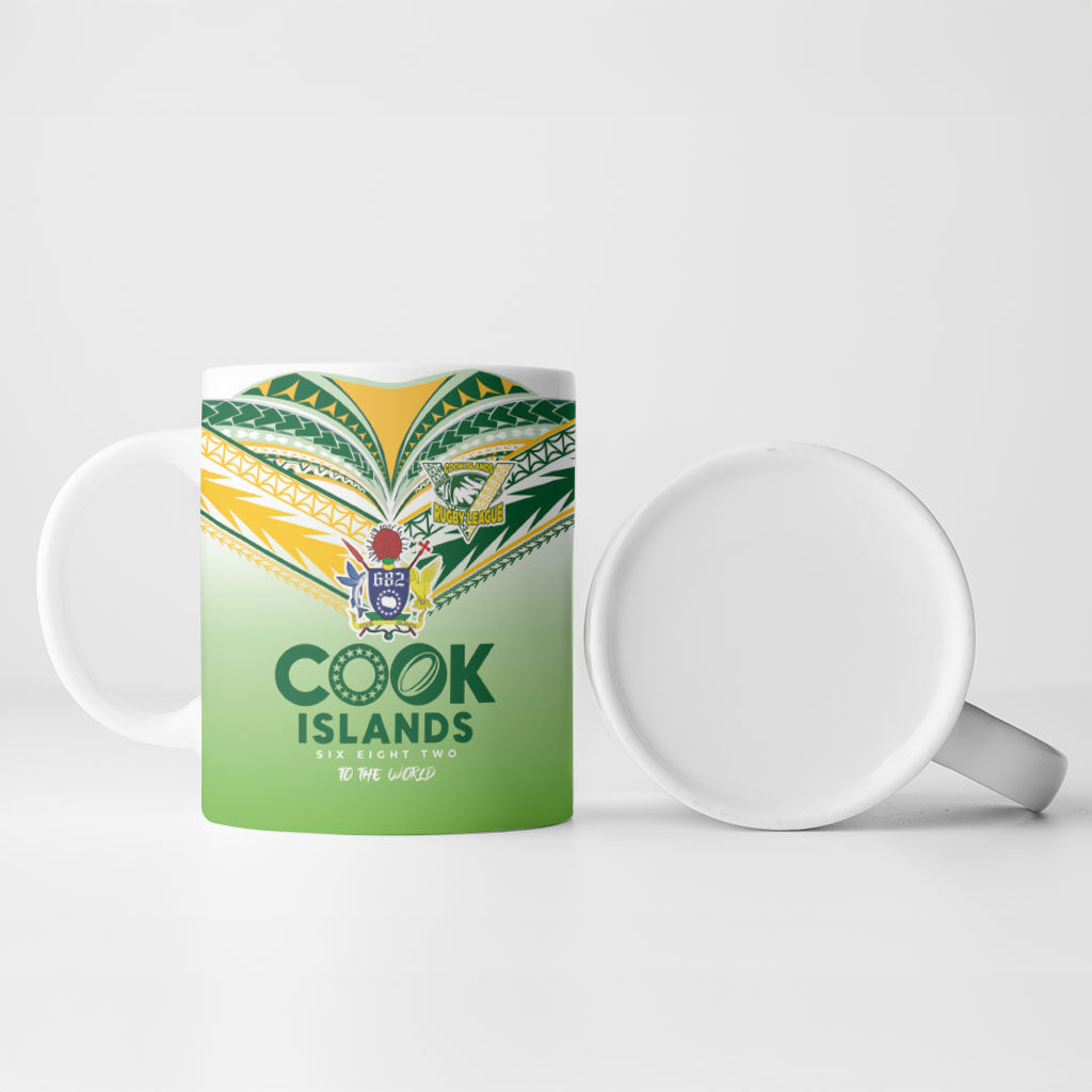 Cook Islands Rugby Ceramic Mug Six Eight Two to The World - Tatau Tribal Motif LT03 - Polynesian Pride
