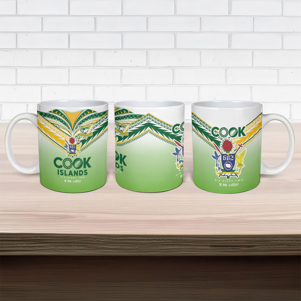 Cook Islands Rugby Ceramic Mug Six Eight Two to The World - Tatau Tribal Motif LT03 - Polynesian Pride