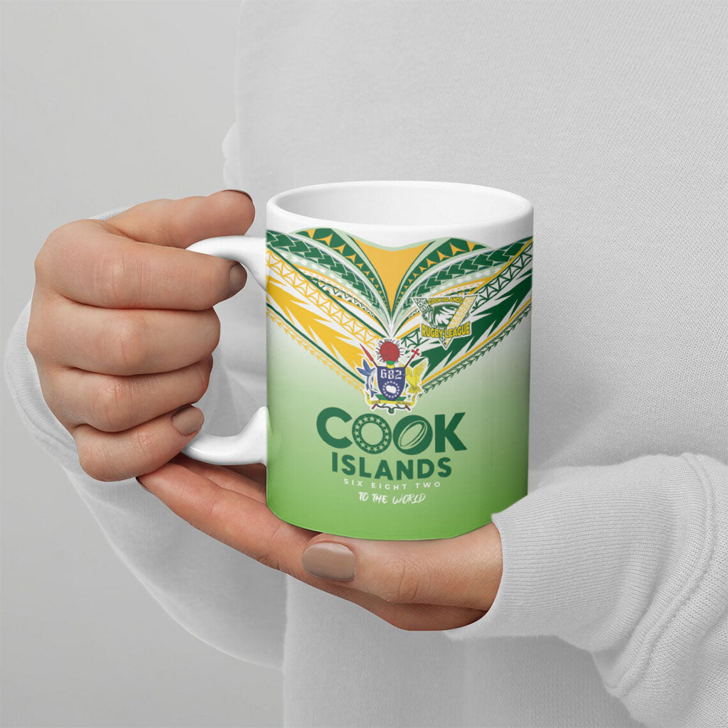Cook Islands Rugby Ceramic Mug Six Eight Two to The World - Tatau Tribal Motif LT03 - Polynesian Pride