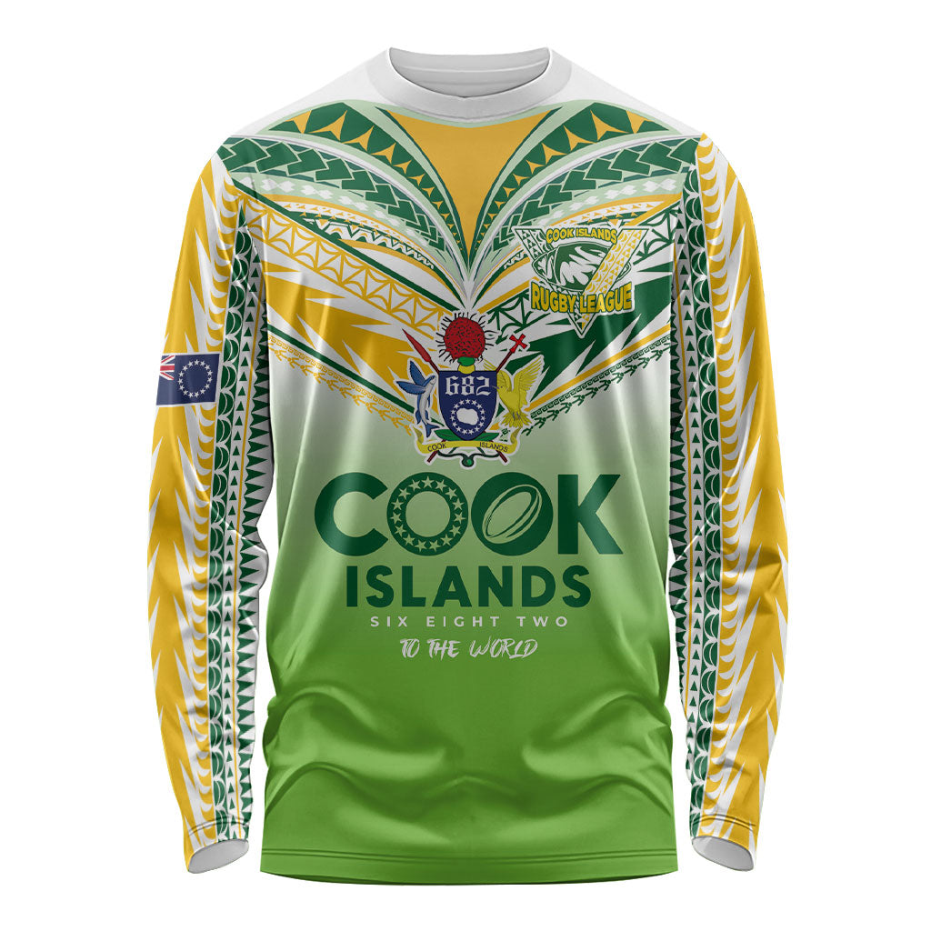 Cook Islands Rugby Long Sleeve Shirt Six Eight Two to The World - Tatau Tribal Motif
