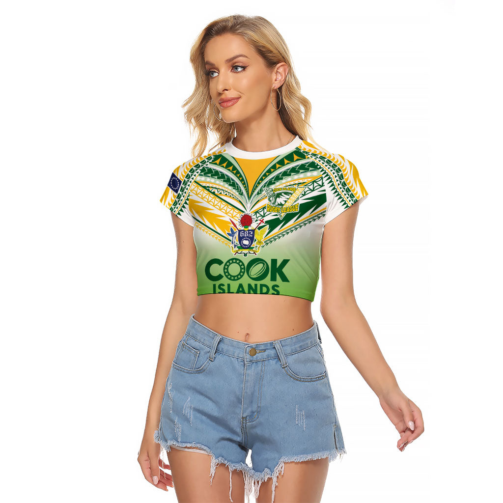 Cook Islands Rugby Raglan Cropped T Shirt Six Eight Two to The World - Tatau Tribal Motif