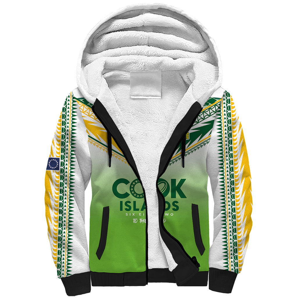 Cook Islands Rugby Sherpa Hoodie Six Eight Two to The World - Tatau Tribal Motif