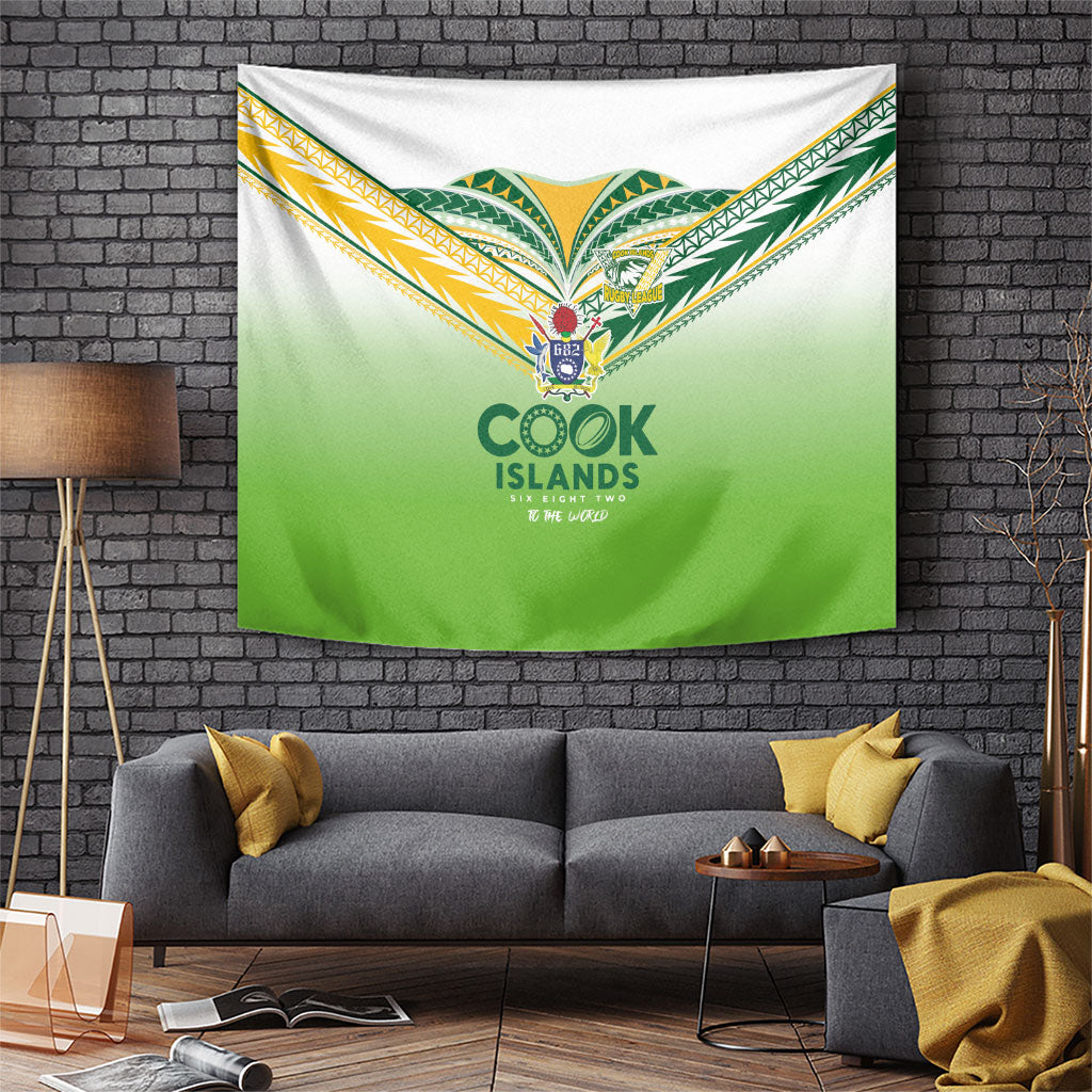 Cook Islands Rugby Tapestry Six Eight Two to The World - Tatau Tribal Motif