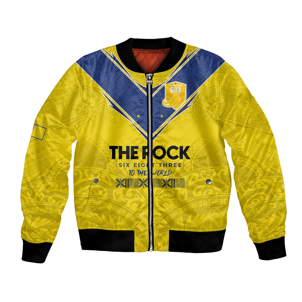 Niue Rugby Custom Bomber Jacket Six Eight Three to The World - Hiapo Tribal Motif LT03 Unisex Multicolor - Polynesian Pride
