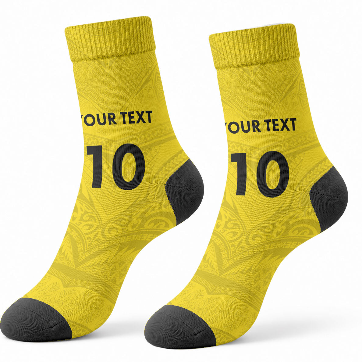 Niue Rugby Custom Crew Socks Six Eight Three to The World - Hiapo Tribal Motif LT03 - Polynesian Pride