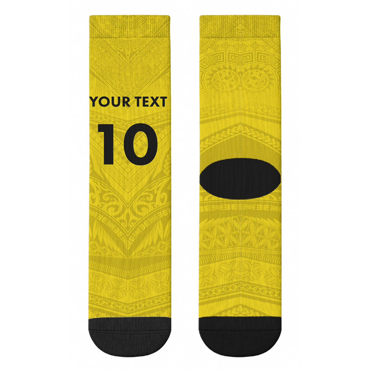 Niue Rugby Custom Crew Socks Six Eight Three to The World - Hiapo Tribal Motif LT03 - Polynesian Pride