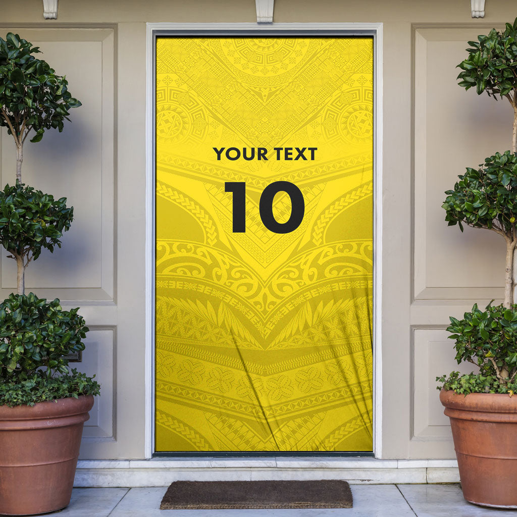 Niue Rugby Custom Door Cover Six Eight Three to The World - Hiapo Tribal Motif LT03 Multicolor - Polynesian Pride
