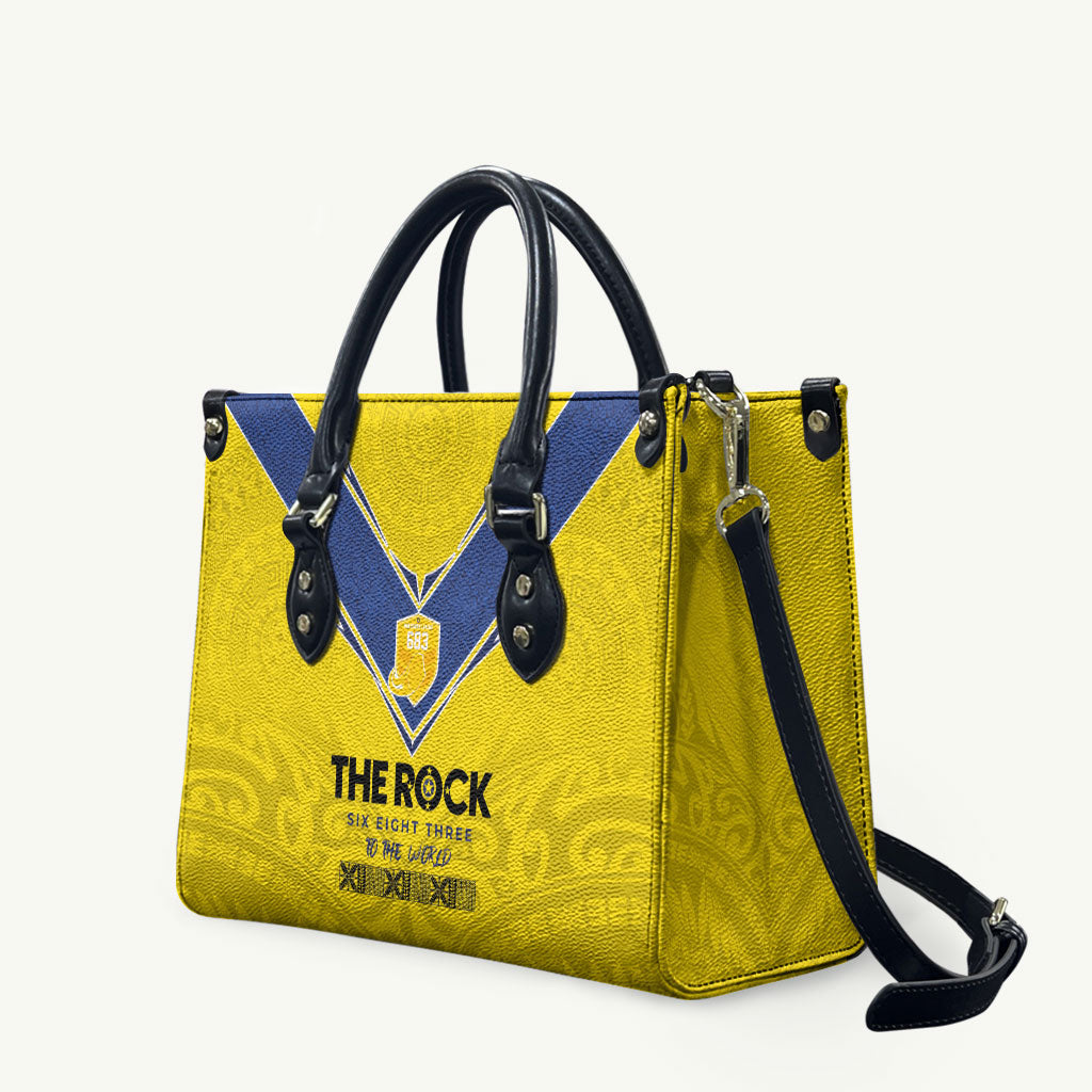Niue Rugby Leather Bag Six Eight Three to The World - Hiapo Tribal Motif LT03 Multicolor - Polynesian Pride
