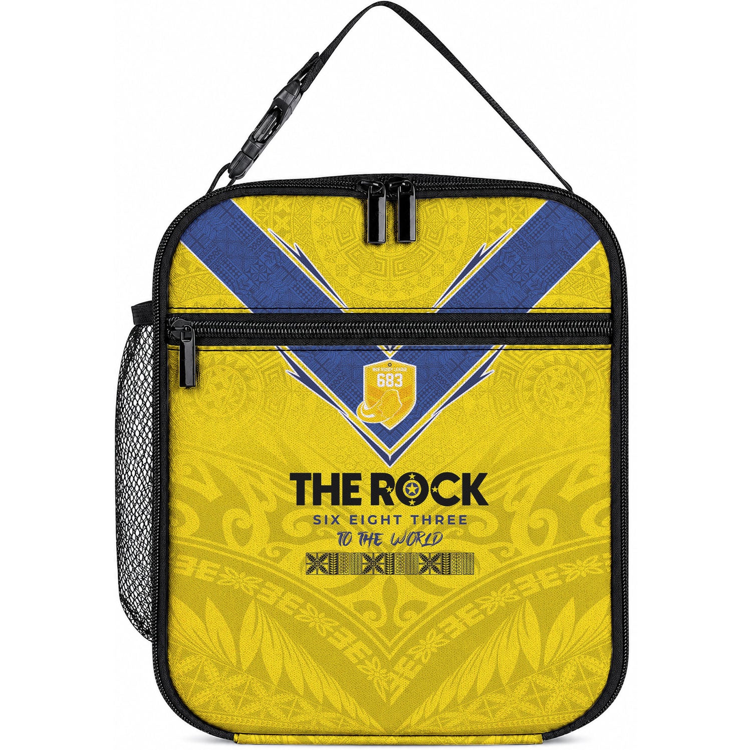 Niue Rugby Lunch Bag Six Eight Three to The World - Hiapo Tribal Motif