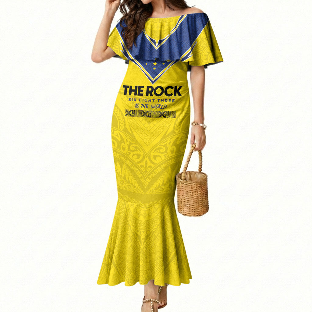 Niue Rugby Custom Mermaid Dress Six Eight Three to The World - Hiapo Tribal Motif LT03 Women Multicolor - Polynesian Pride
