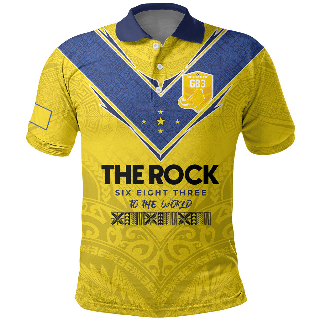 Niue Rugby Custom Polo Shirt Six Eight Three to The World - Hiapo Tribal Motif LT03 Multicolor - Polynesian Pride