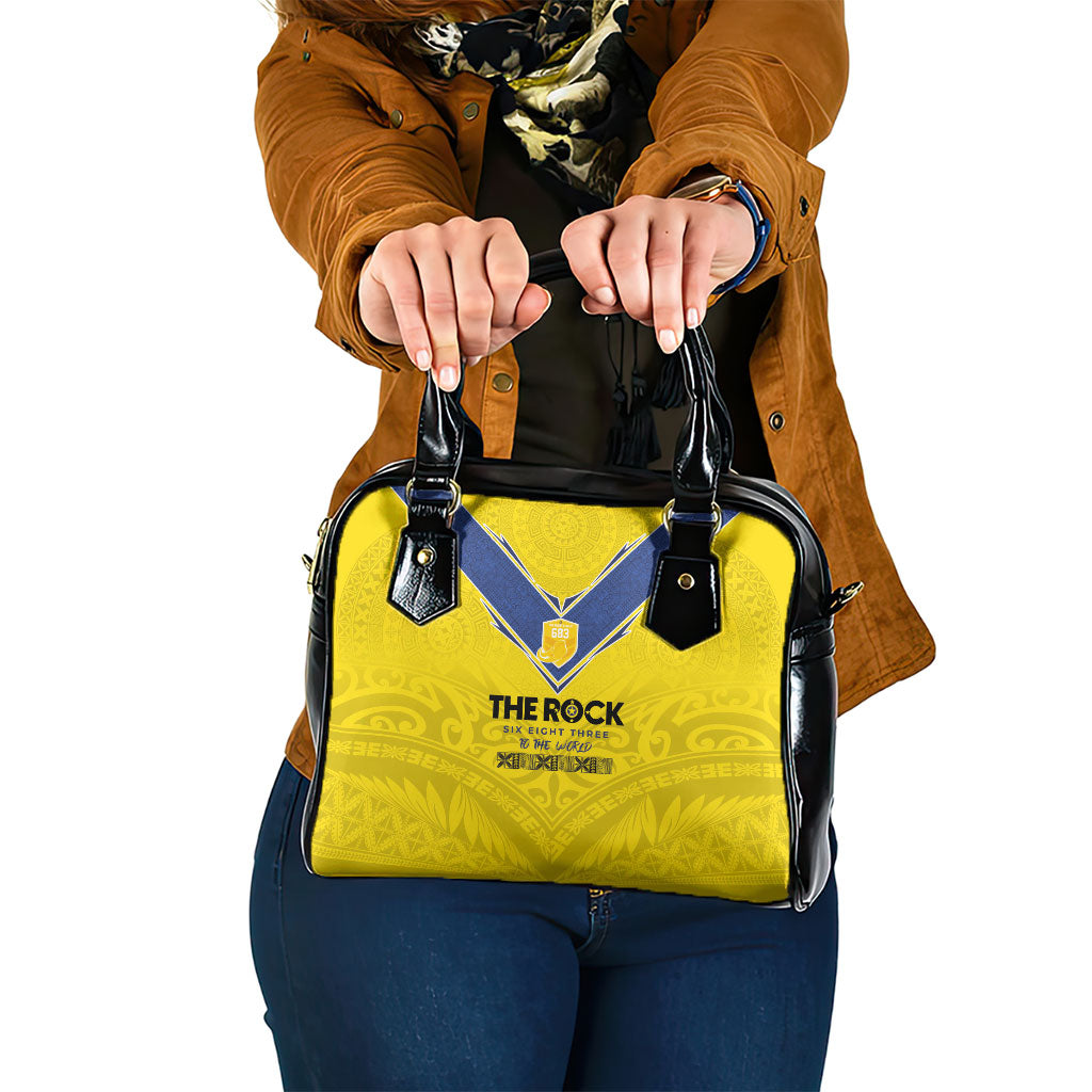 Niue Rugby Shoulder Handbag Six Eight Three to The World - Hiapo Tribal Motif LT03 One Size Multicolor - Polynesian Pride