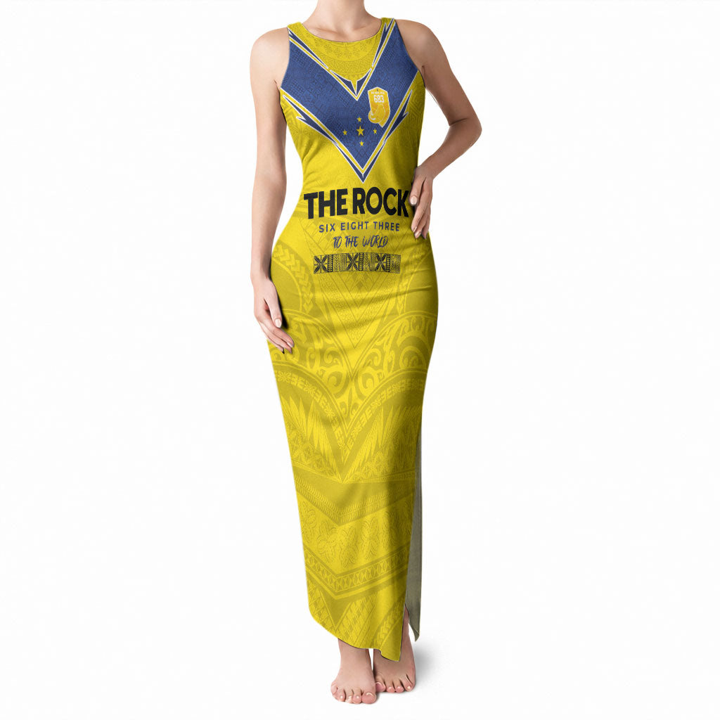 Niue Rugby Custom Tank Maxi Dress Six Eight Three to The World - Hiapo Tribal Motif LT03 Women Multicolor - Polynesian Pride