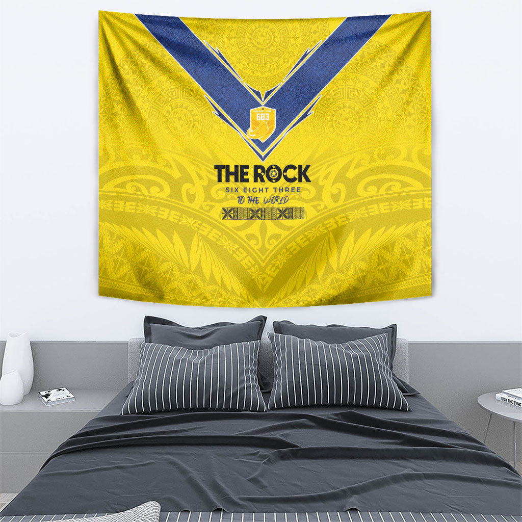 Niue Rugby Tapestry Six Eight Three to The World - Hiapo Tribal Motif LT03 - Polynesian Pride