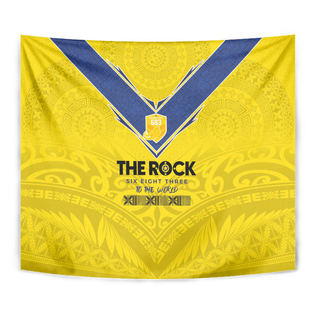 Niue Rugby Tapestry Six Eight Three to The World - Hiapo Tribal Motif LT03 - Polynesian Pride