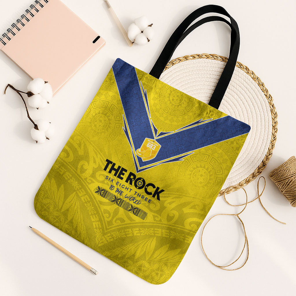 Niue Rugby Tote Bag Six Eight Three to The World - Hiapo Tribal Motif LT03 Black Strap One Size Multicolor - Polynesian Pride