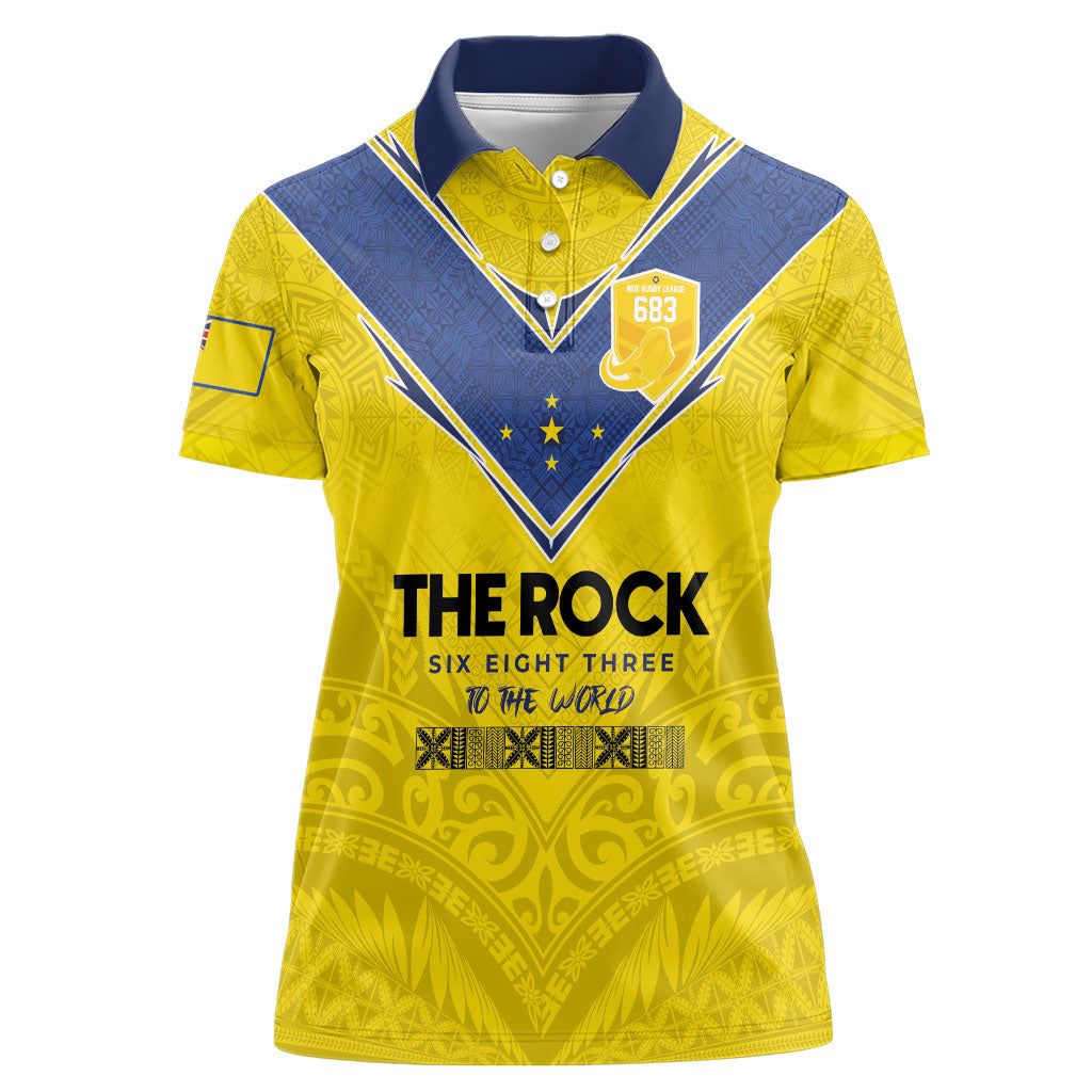 Niue Rugby Custom Women Polo Shirt Six Eight Three to The World - Hiapo Tribal Motif LT03 Female Multicolor - Polynesian Pride