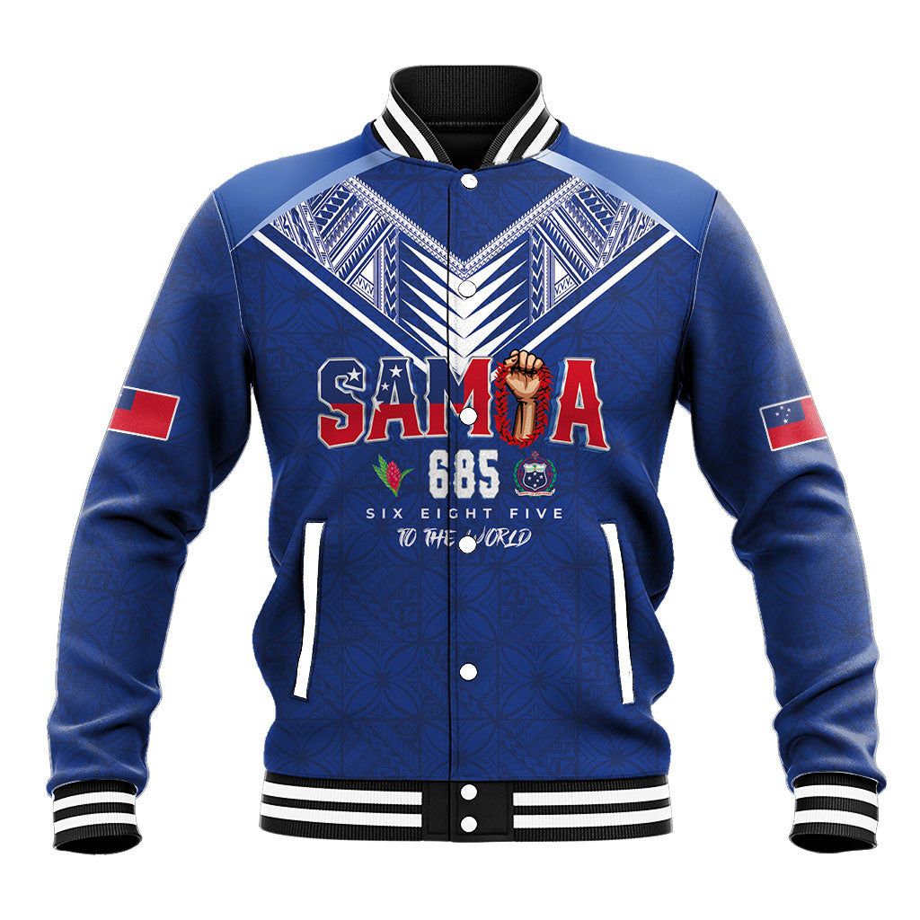 Samoa Rugby Custom Baseball Jacket Six Eight Five to The World - Pacific Motif LT03 Unisex Multicolor - Polynesian Pride