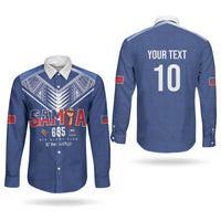 Samoa Rugby Custom Couples Matching Mermaid Dress and Long Sleeve Button Shirt Six Eight Five to The World - Pacific Motif LT03 - Polynesian Pride
