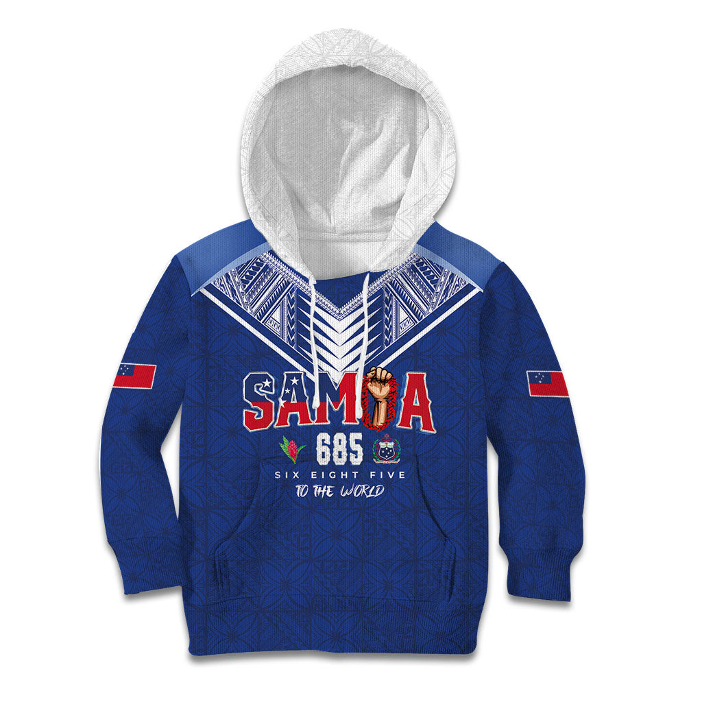 Samoa Rugby Custom Kid Hoodie Six Eight Five to The World - Pacific Motif