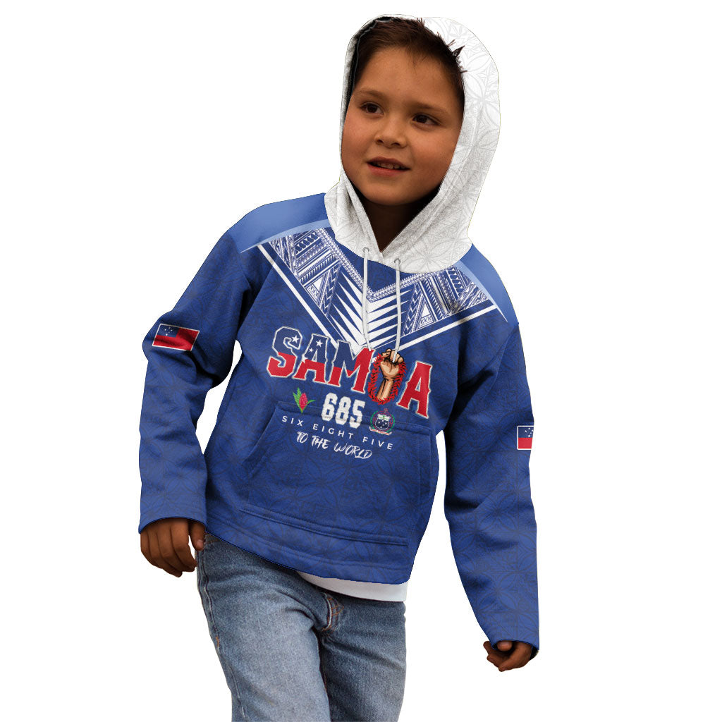 Samoa Rugby Custom Kid Hoodie Six Eight Five to The World - Pacific Motif LT03 - Polynesian Pride