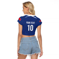 Samoa Rugby Custom Raglan Cropped T Shirt Six Eight Five to The World - Pacific Motif LT03 - Polynesian Pride