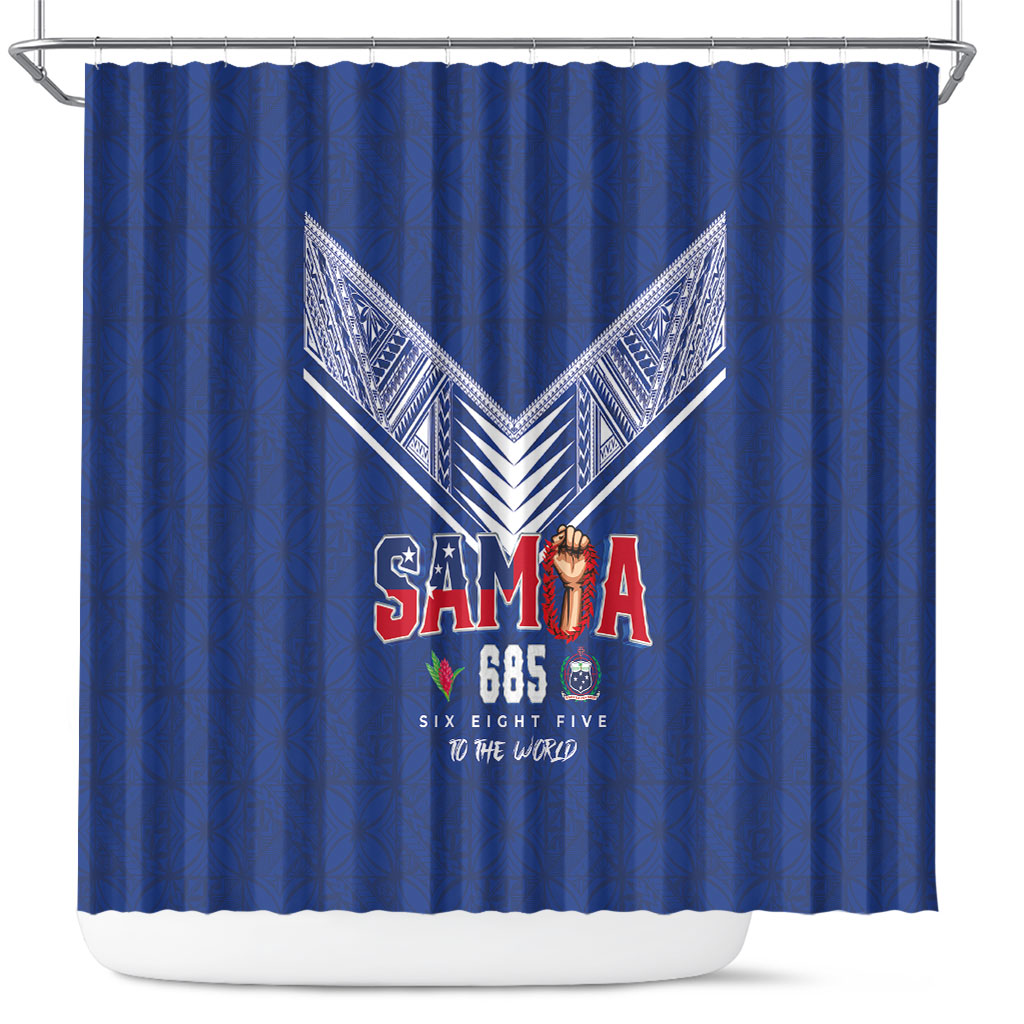 Samoa Rugby Shower Curtain Six Eight Five to The World - Pacific Motif