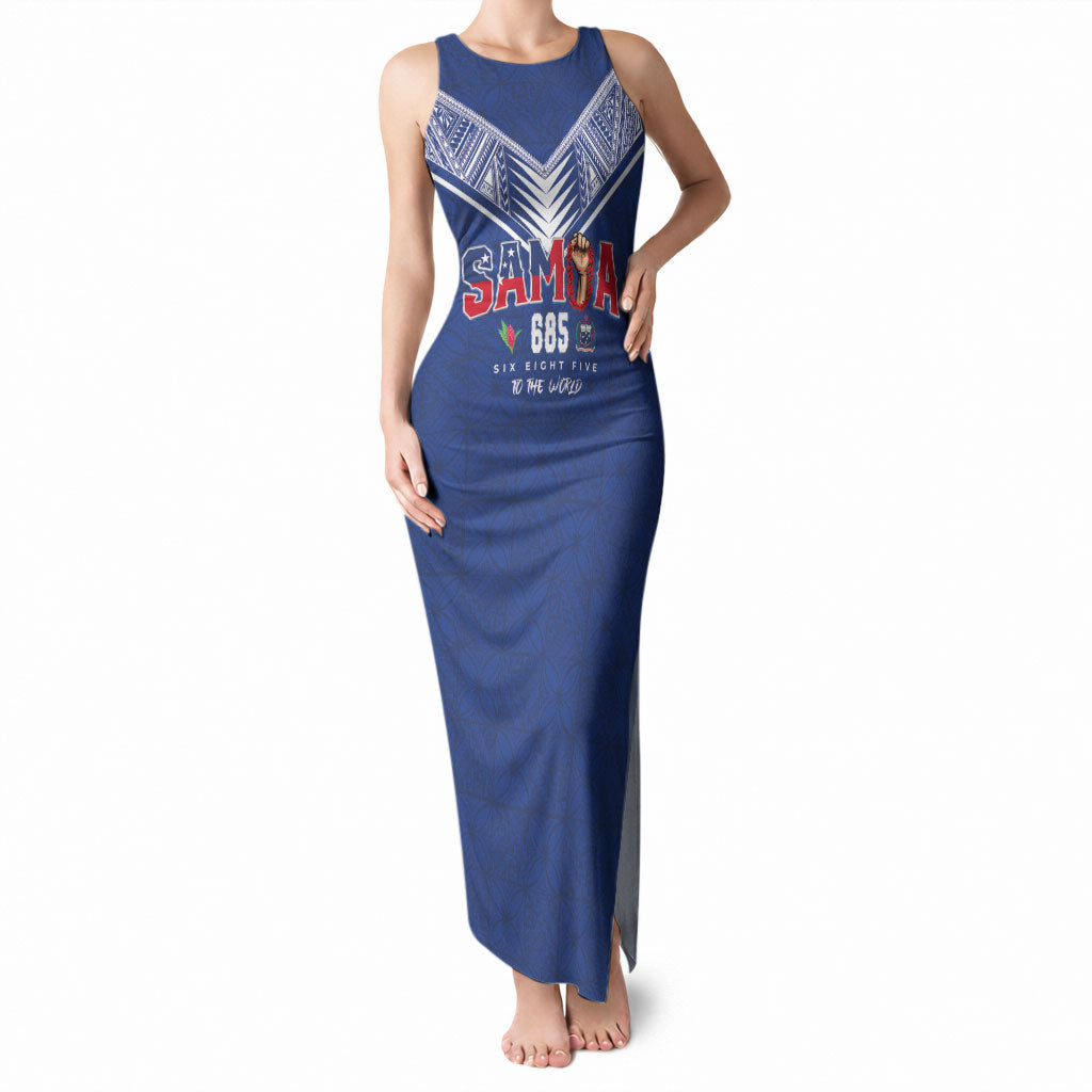 Samoa Rugby Custom Tank Maxi Dress Six Eight Five to The World - Pacific Motif LT03 Women Multicolor - Polynesian Pride