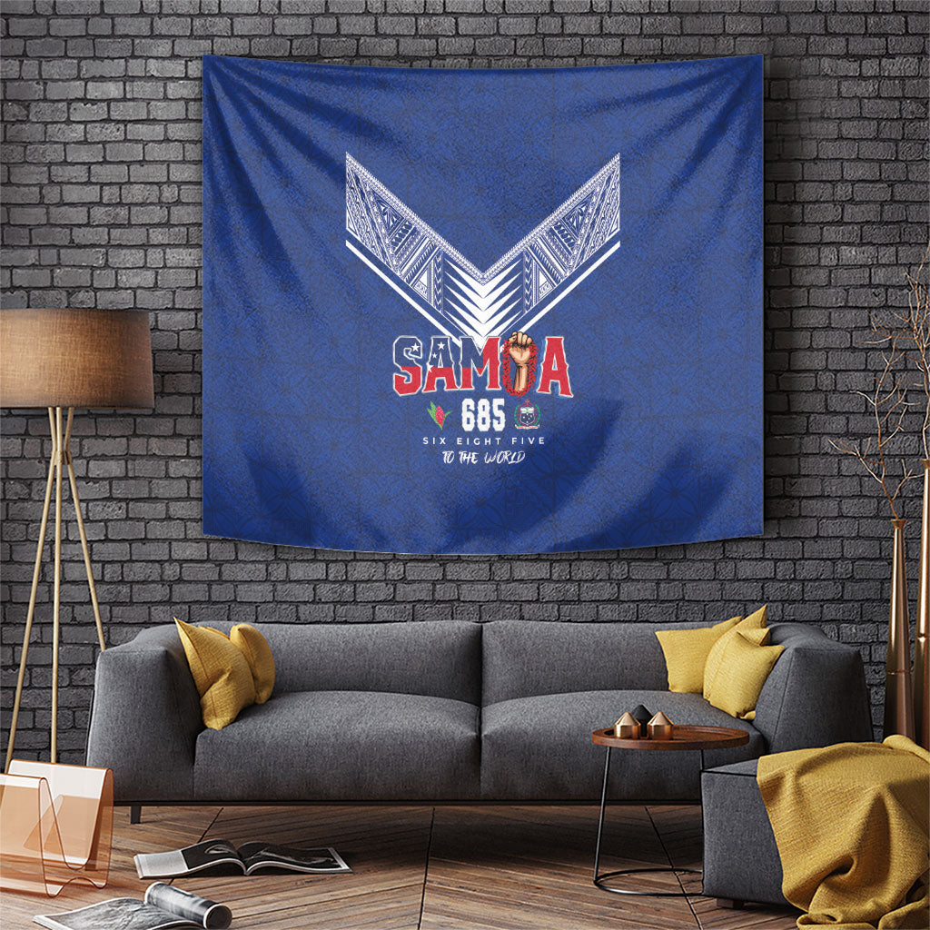 Samoa Rugby Tapestry Six Eight Five to The World - Pacific Motif