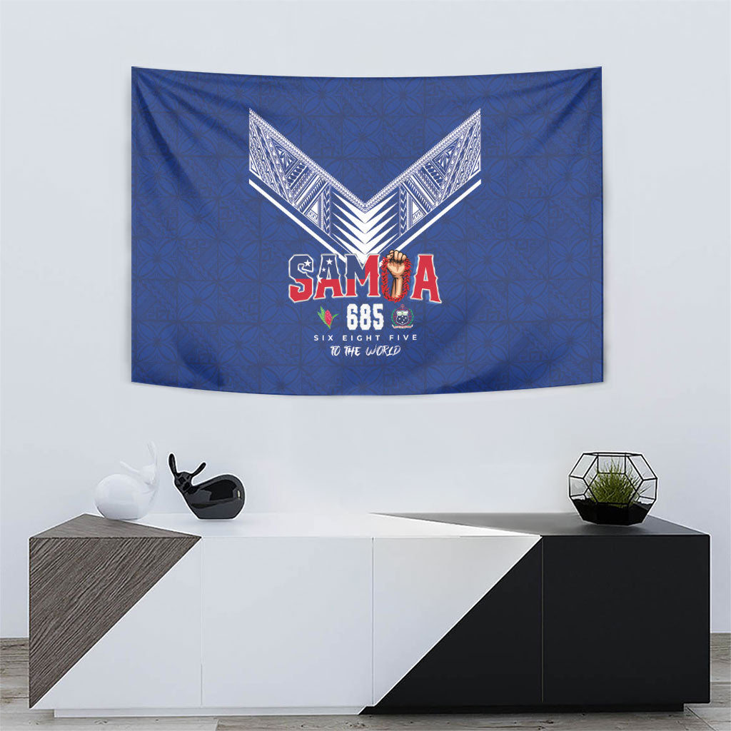 Samoa Rugby Tapestry Six Eight Five to The World - Pacific Motif