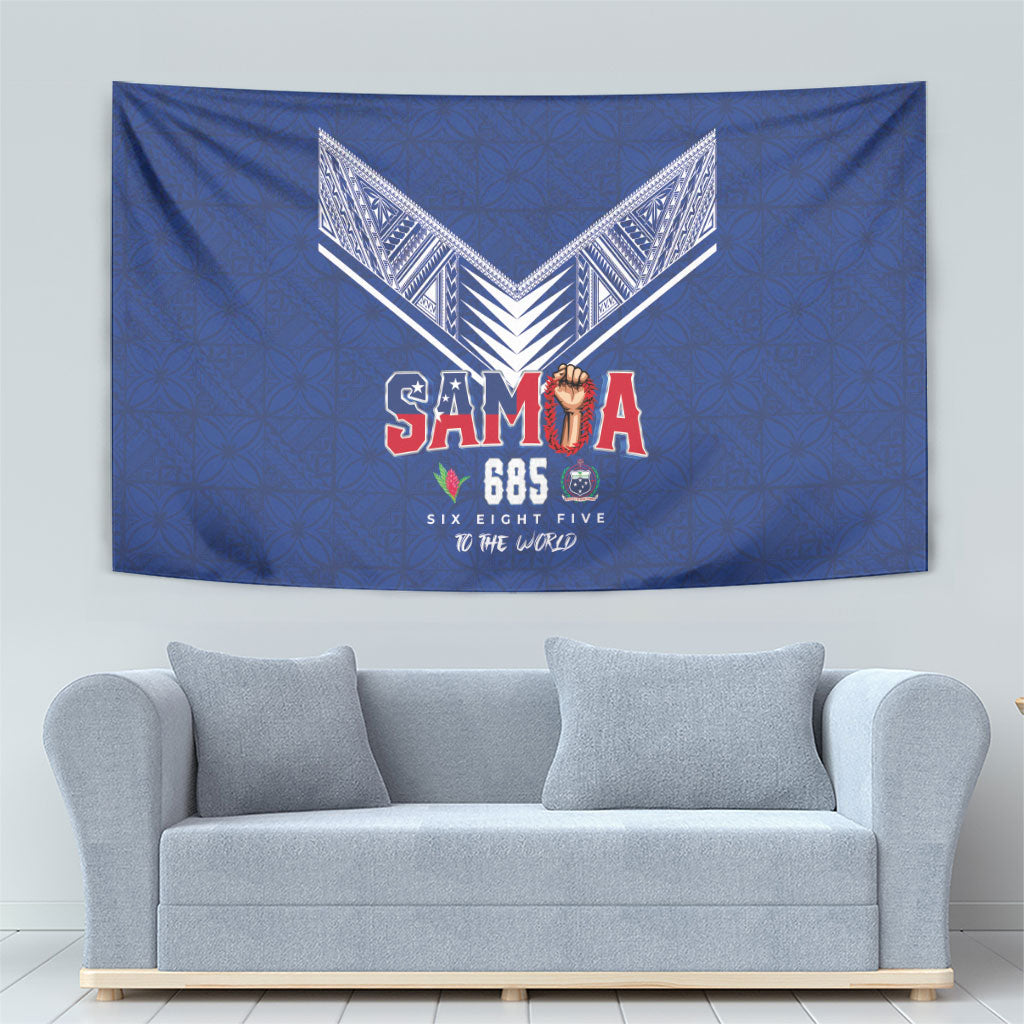 Samoa Rugby Tapestry Six Eight Five to The World - Pacific Motif