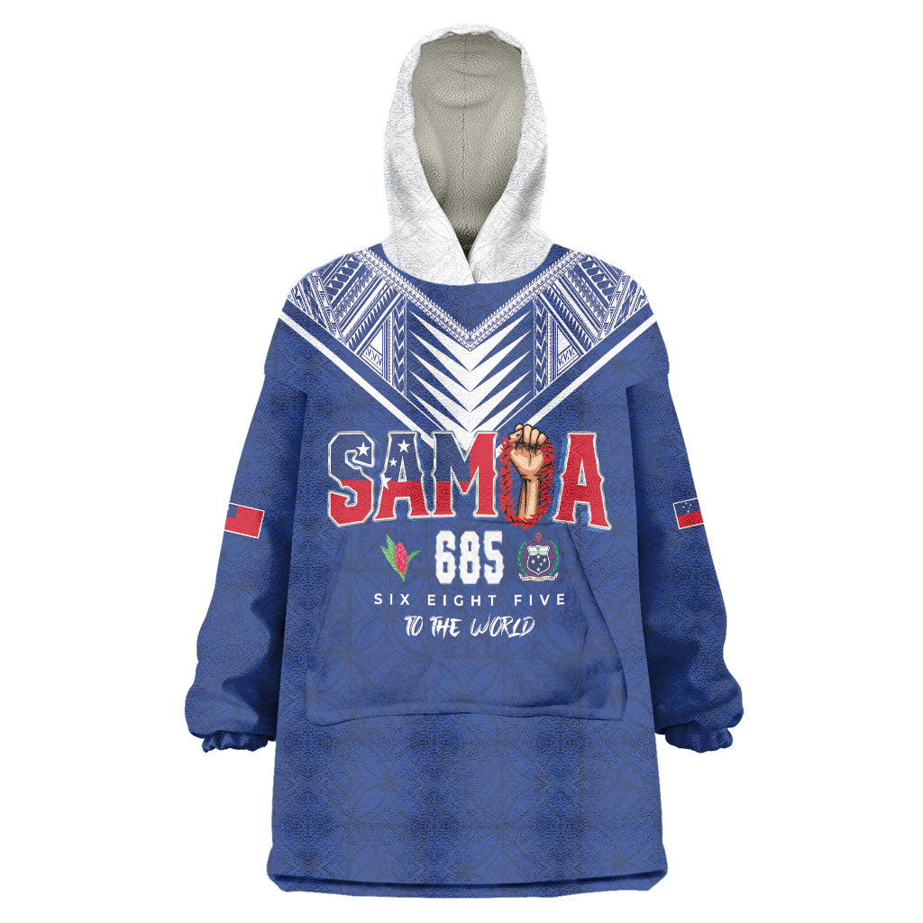 Samoa Rugby Custom Wearable Blanket Hoodie Six Eight Five to The World - Pacific Motif LT03 One Size Multicolor - Polynesian Pride
