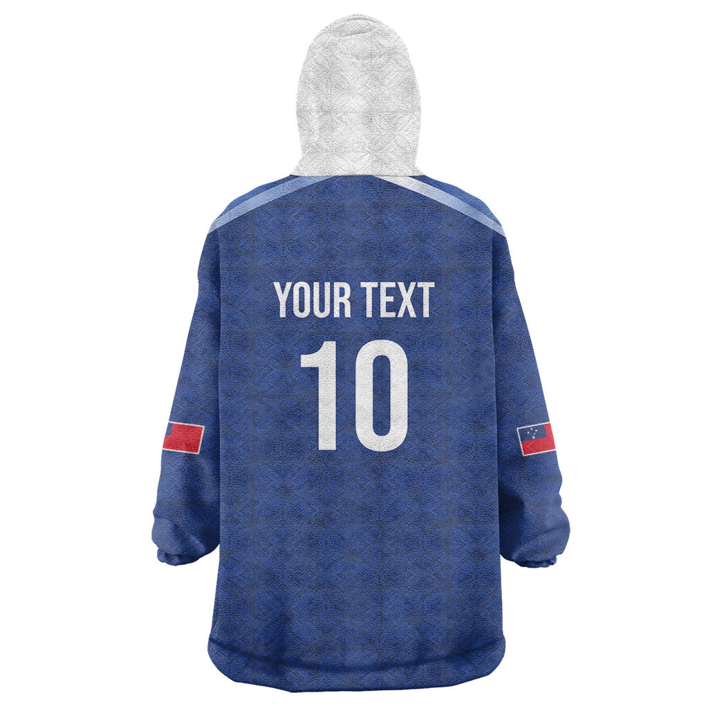 Samoa Rugby Custom Wearable Blanket Hoodie Six Eight Five to The World - Pacific Motif LT03 - Polynesian Pride
