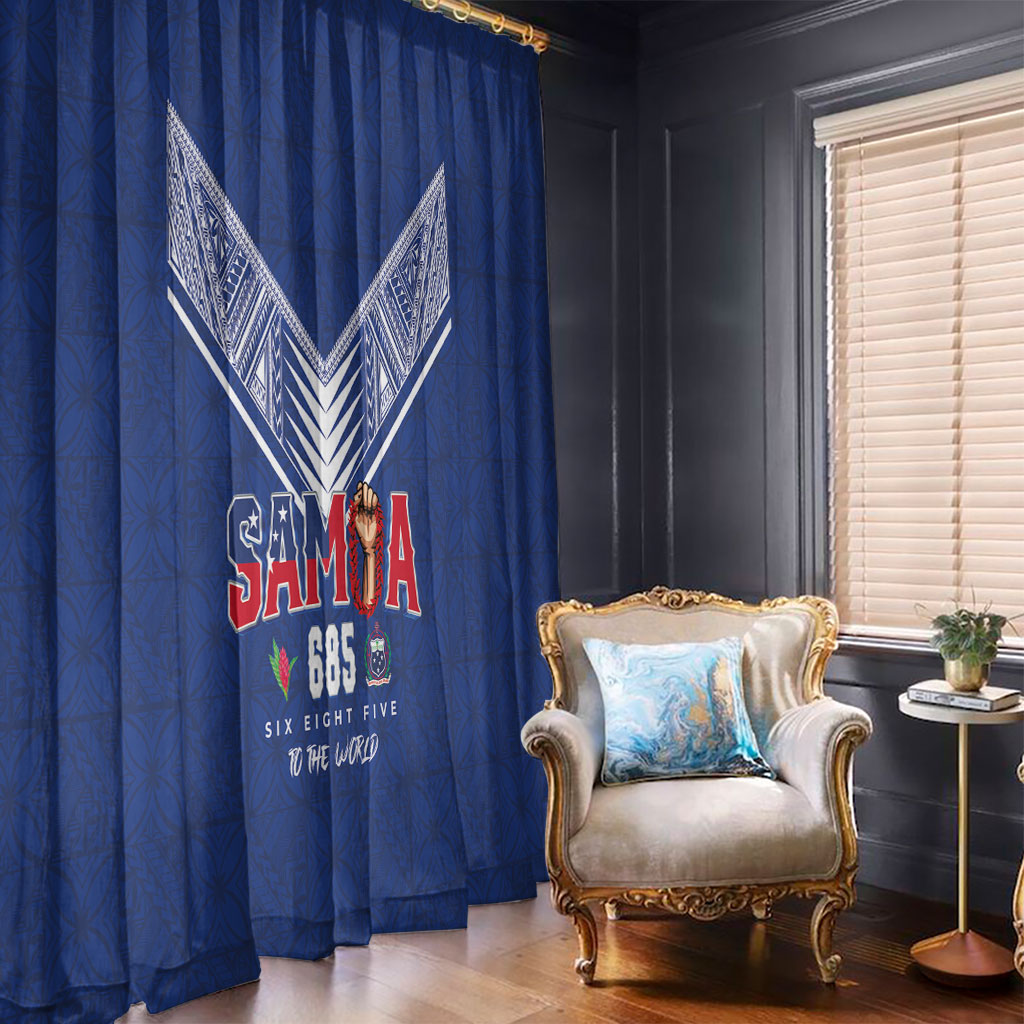 Samoa Rugby Window Curtain Six Eight Five to The World - Pacific Motif