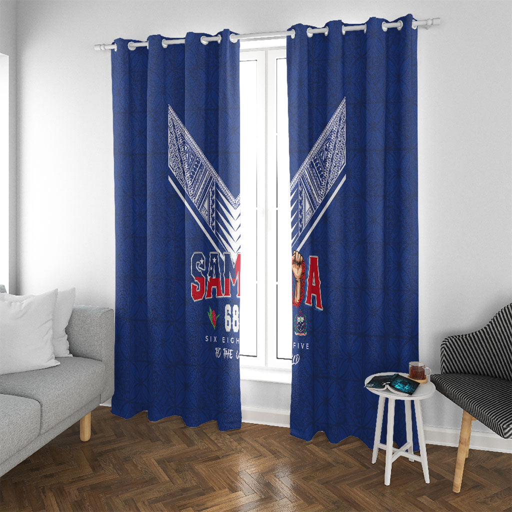 Samoa Rugby Window Curtain Six Eight Five to The World - Pacific Motif