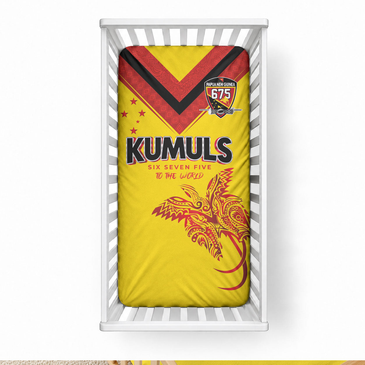 Papua New Guinea Rugby Baby Bed Cover Six Seven Five to The World - Melanesian Pattern LT03 28 × 52 in Multicolor - Polynesian Pride