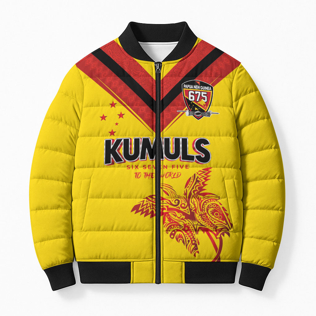 Papua New Guinea Rugby Custom Bomber Puffer Jacket Six Seven Five to The World - Melanesian Pattern LT03 Unisex Multicolor - Polynesian Pride