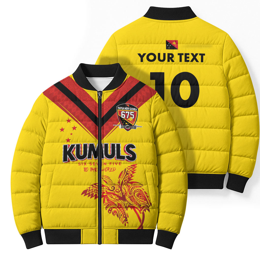 Papua New Guinea Rugby Custom Bomber Puffer Jacket Six Seven Five to The World - Melanesian Pattern LT03 - Polynesian Pride