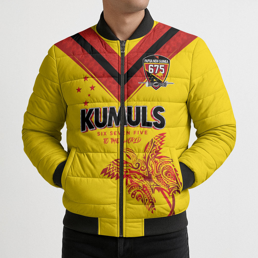 Papua New Guinea Rugby Custom Bomber Puffer Jacket Six Seven Five to The World - Melanesian Pattern LT03 - Polynesian Pride