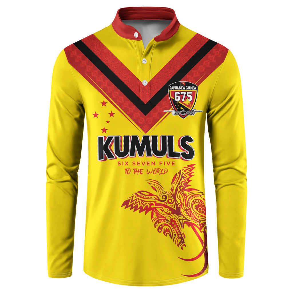 Papua New Guinea Rugby Custom Button Sweatshirt Six Seven Five to The World - Melanesian Pattern