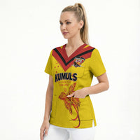 Papua New Guinea Rugby Custom Scrub Top Six Seven Five to The World - Melanesian Pattern LT03 - Polynesian Pride