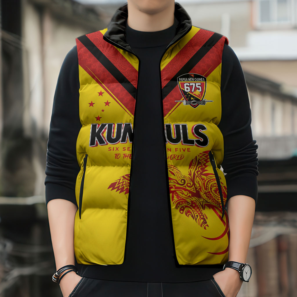 Papua New Guinea Rugby Custom Sleeveless Puffer Jacket Six Seven Five to The World - Melanesian Pattern LT03 - Polynesian Pride