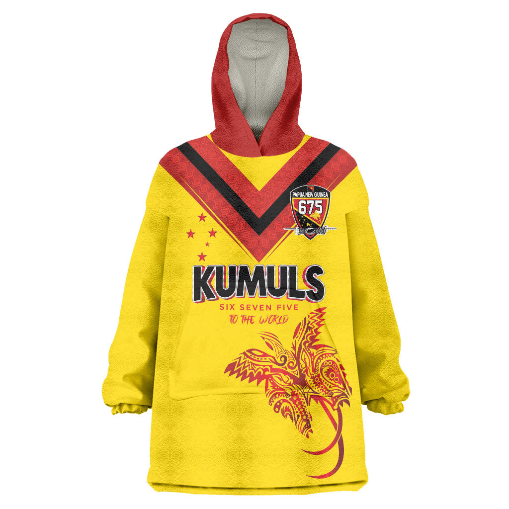 Papua New Guinea Rugby Custom Wearable Blanket Hoodie Six Seven Five to The World - Melanesian Pattern
