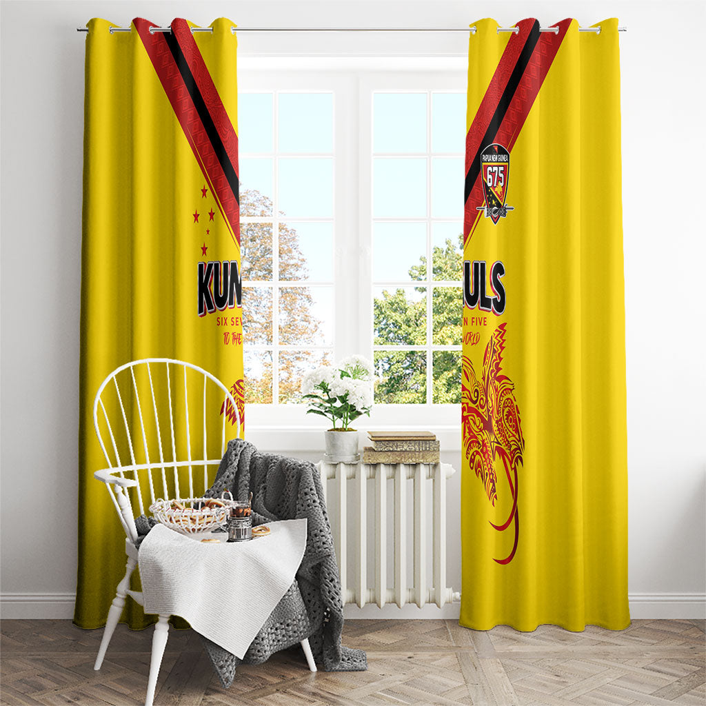 Papua New Guinea Rugby Window Curtain Six Seven Five to The World - Melanesian Pattern LT03 - Polynesian Pride