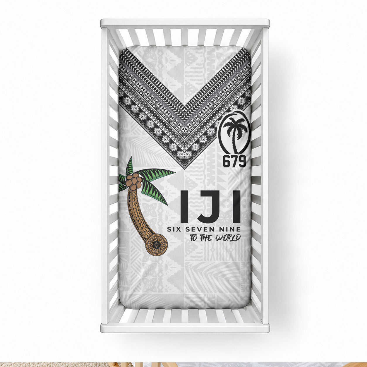 Fijian Rugby Baby Bed Cover Six Seven Nine to The World - Tapa Pattern LT03 28 × 52 in Multicolor - Polynesian Pride