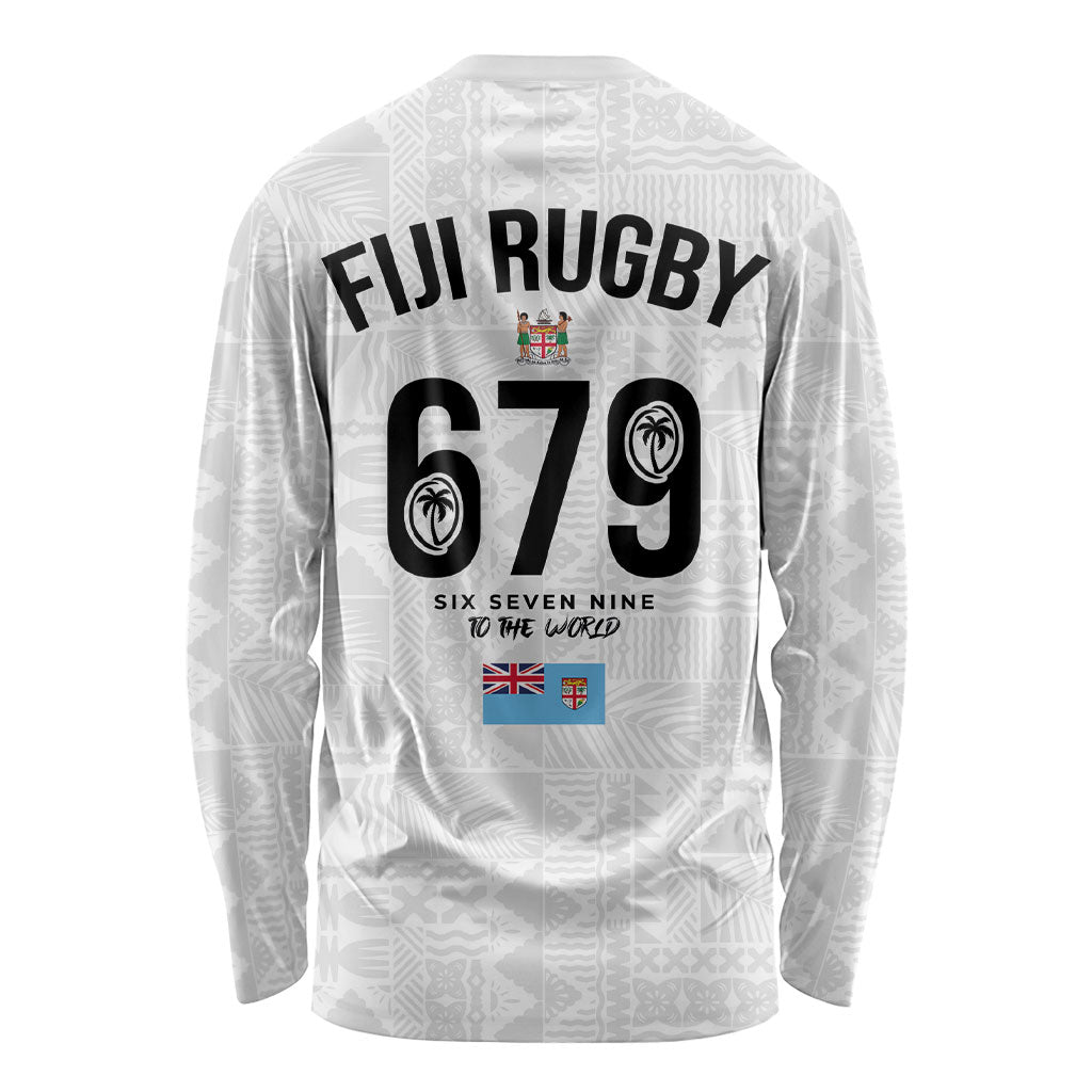 Fijian Rugby Long Sleeve Shirt Six Seven Nine to The World - Tapa Pattern LT03 - Polynesian Pride