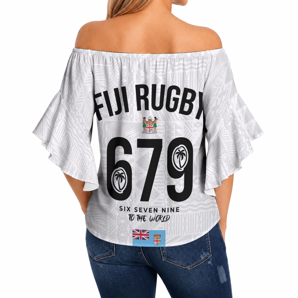 Fijian Rugby Off Shoulder Wrap Waist Top Six Seven Nine to The World - Tapa Pattern LT03 - Polynesian Pride