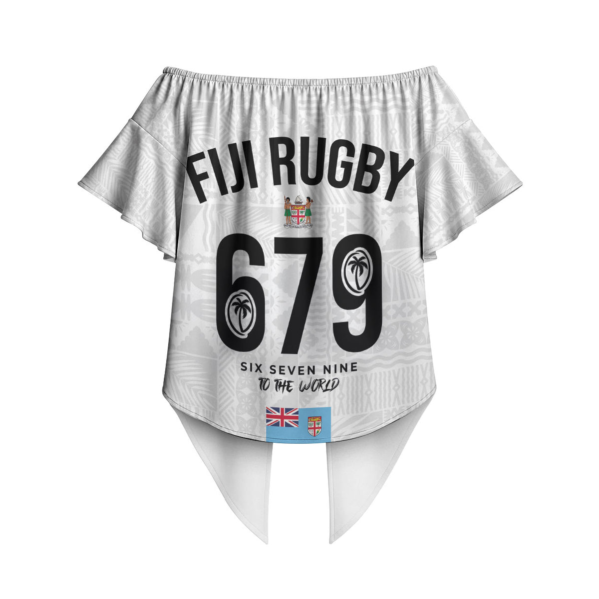 Fijian Rugby Off Shoulder Wrap Waist Top Six Seven Nine to The World - Tapa Pattern LT03 - Polynesian Pride