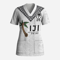 Fijian Rugby Scrub Top Six Seven Nine to The World - Tapa Pattern